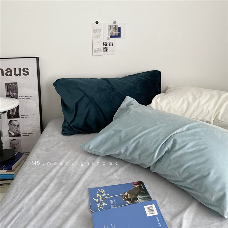 搭配自由/莫兰迪纯色毛绒天鹅绒w枕套枕芯内胆套枕头皮单个48x74c