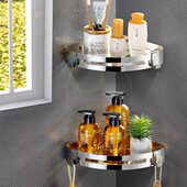 墙角卫生间置物架壁挂 304不锈钢浴室角架免打孔三层三角形 吸壁式