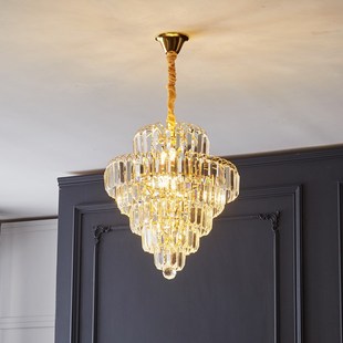 复式 loft客厅轻奢餐厅走廊过道入户门厅L玄关楼梯间楼道水晶吊灯