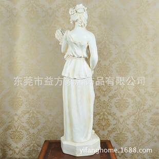 欧式风格仿古白色仕女抱麦穗摆件客厅书房新房摆件家居装饰摆件