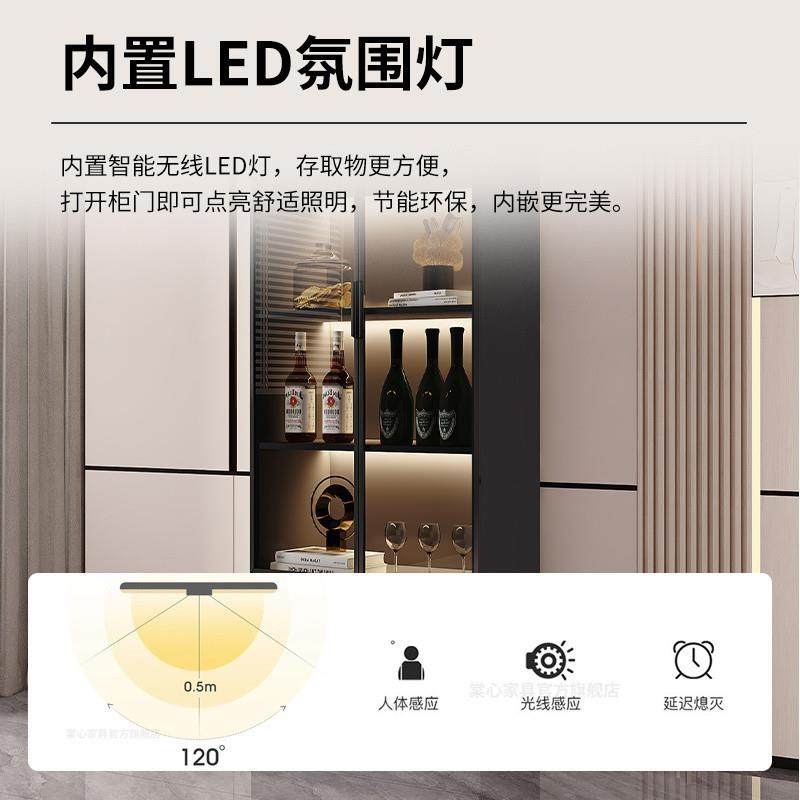 门ShJ柜轻奢酒柜书柜玻璃示柜家570用大容量摆件柜一体靠墙餐边展