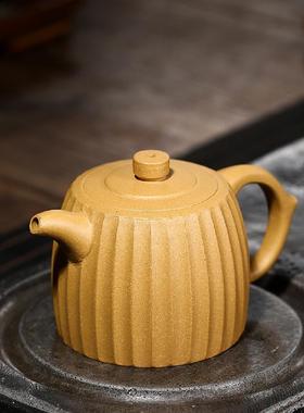壶宜兴原矿紫砂作厂家直HDJWJLH发工制黄段筋纹井栏壶家手用茶壶