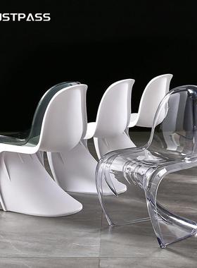 潘东闲椅塑料休椅椅餐型388塑料伊S姆斯椅子设计师款时尚餐椅