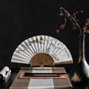 新中式国扇YB-RZ-19子扇形摆玄件家客居厅关书房博古架样板间软风