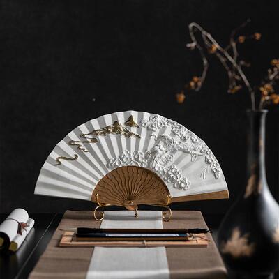 新中式国扇YB-RZ-19子扇形摆玄件家客居厅关书房博古架样板间软风