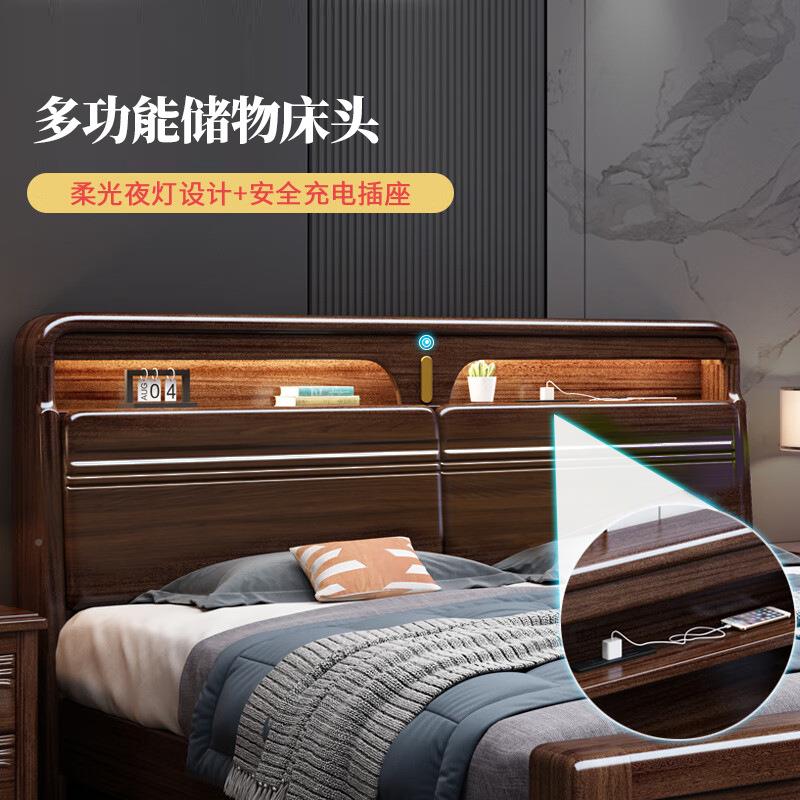 新.中式HMJ999#实床1.8米大床15M人床木经济型简双约现代家具主卧