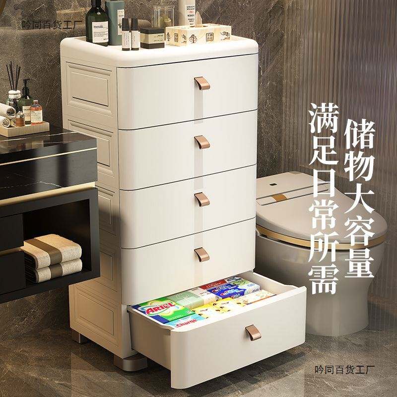 简易收纳柜衣服储物柜卧室床头柜家用厨房浴室窄缝置物架落地带轮