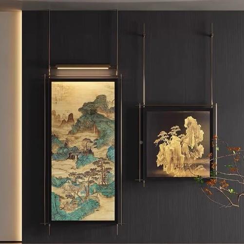 新式中屏家风隔断客厅实卧室遮挡用简约现代入户玄KTG关木铁艺挂