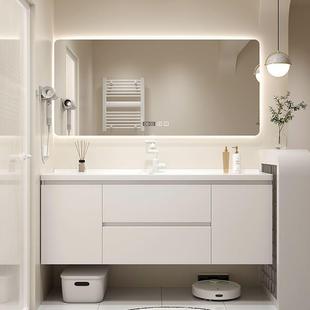 奶油极窄小0漱户型4宽浴室柜组合脸陶瓷729一体盆洗手洗台卫生间