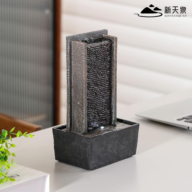 新泉天IAG办公桌面小加型水创幕墙摆件意循环流水招财装饰品家用