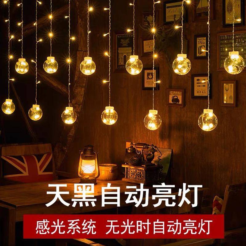 防水太阳能led彩灯庭院UGF凉亭用红网吊灯露营装氛家围灯饰户外串