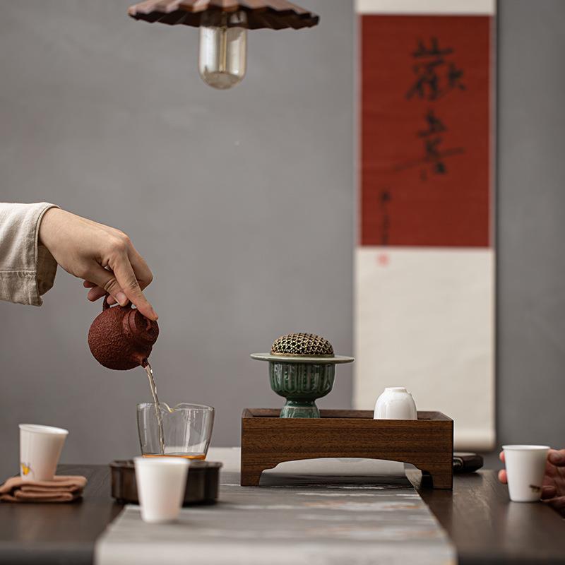 简胡桃木茶食盘-四方小点心碟正形承托盘家用方壶壶承干泡台实木