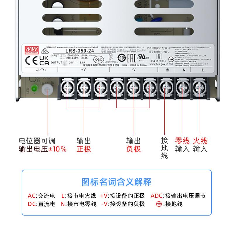 LE开电367源24vLRS-3变50-24关监控招牌灯压D器220转12v