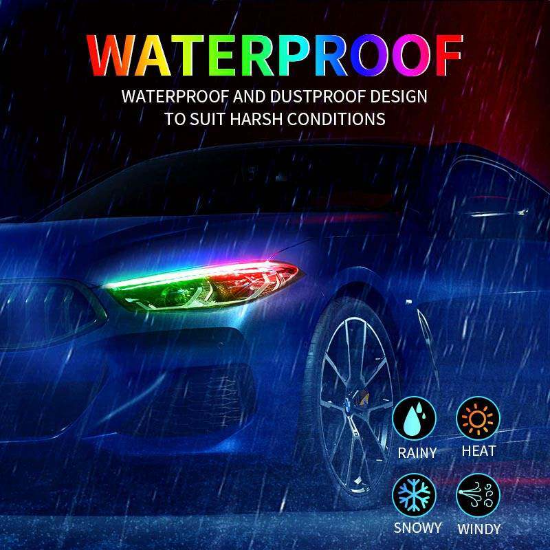 多模式幻彩导光灯条跑马流光转向LED启动扫描日行灯泪眼灯长-60CM