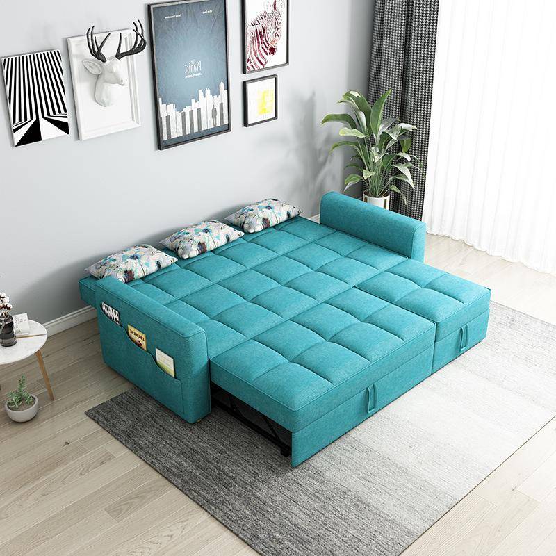 新款科技布用沙发床客抽两拉收缩折叠功多8007B能实木储物贵妃小