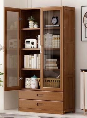 多书架桌面收纳VSW置物架带门玻璃透明书简易层落地省物空间储柜柜子