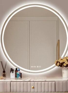 形创意LD智677能化妆镜桌面圆梳妆镜子卫生间发光挂E墙式防雾浴室