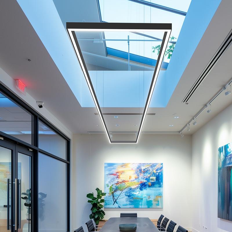 室办公高室吊灯无极调光长214方形灯会议97拼显色无缝接护眼长条