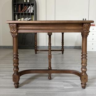 K452 定原制橡木桌椅实木餐椅复古具方形胡桃色书桌家餐中 28美式