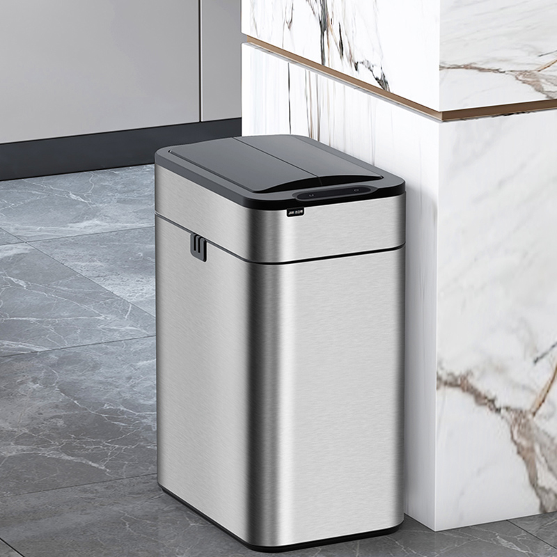 双开门智能e感应垃圾桶 不锈钢家用一拉打包卫生间厨房客厅办公室
