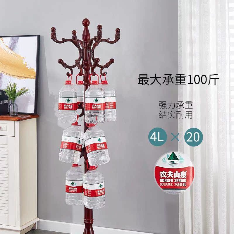 实木衣帽架简约欧式家用挂衣架客厅圆盘三腿单杆落地立式衣服包架