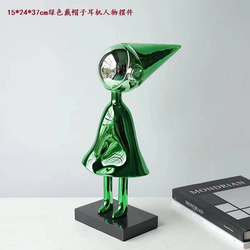 现代极简电镀海豚摆件树脂镂空几何酒店售楼处饰品动物主题猫饰品