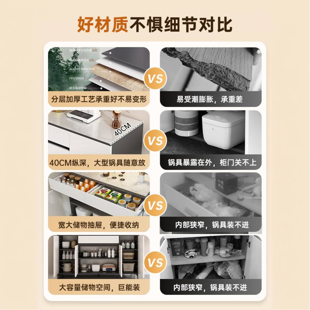 餐边柜一体靠墙柜家用现代简约厨房碗柜客厅轻奢柜子储物柜茶水柜