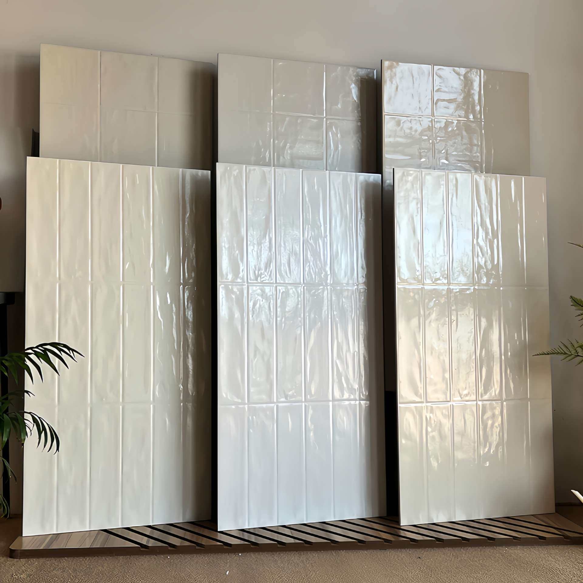 法式复古珍珠釉小白砖贝壳面全瓷厨房卫生间厕所瓷砖400X800墙砖