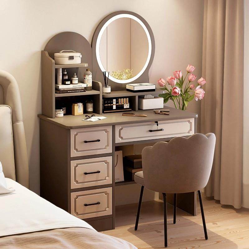 梳妆台卧室简约2025新款现代化妆桌桌柜镜子收纳家用小户型化妆台
