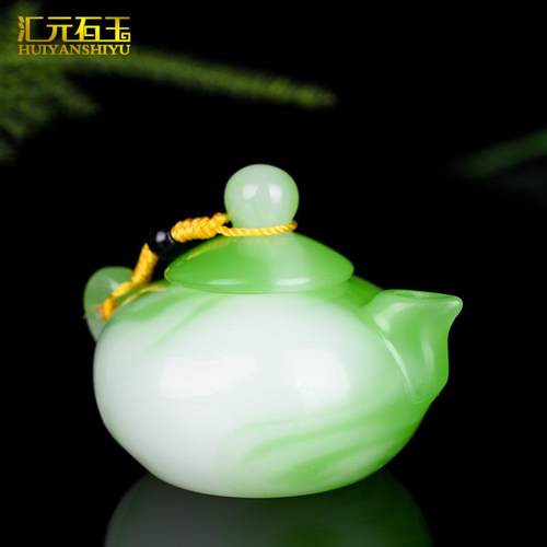 七彩玉白玉碧玉茶壶手把件鸡血玉壶手玩件把把壶小酒壶把玩件货源