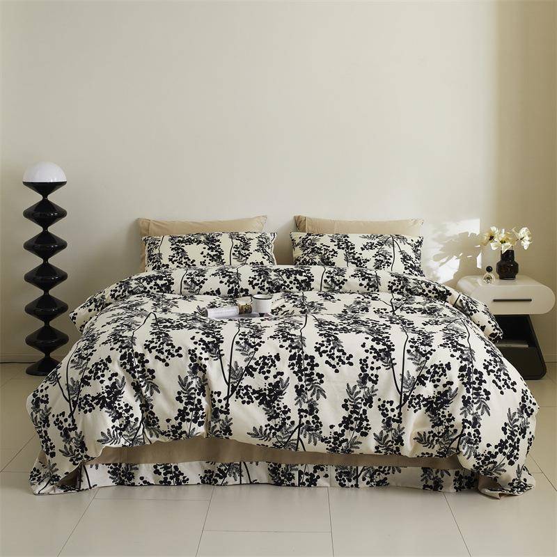 田园风A类全棉活性陶瓷磨毛四件套纯棉加厚床单被套秋冬床品套件1