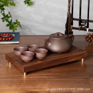 黑胡桃装饰品摆件盆景盆花瓶花盆木雕座托实木茶具工艺品底座