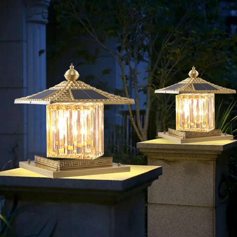 太阳能门柱灯户外庭院柱头灯家z用别墅大门口围墙灯室外中式柱子