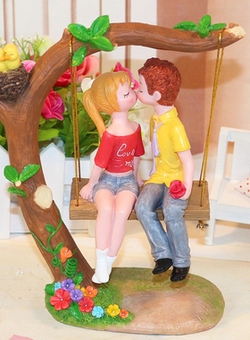 一吻情深秋d千情侣结婚公仔一对娃娃树脂工艺品婚房客厅摆件送礼