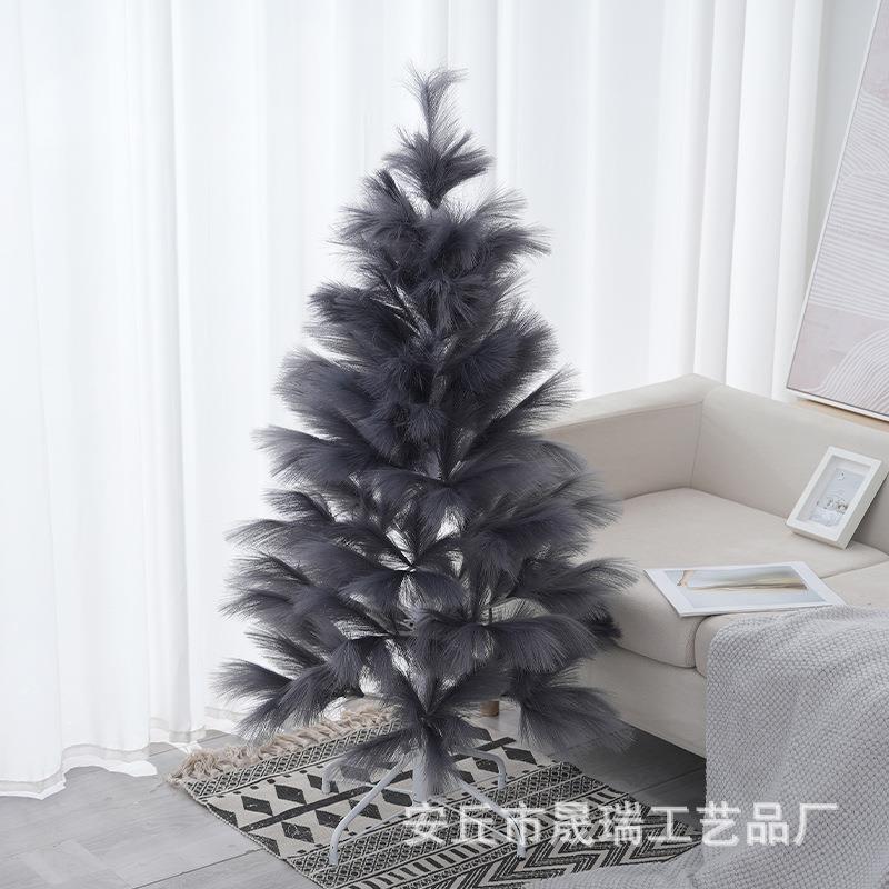 跨新款花潘织布粉色尖头喷雪摆你圣迷诞树网红款圣诞境雪花桌面橱