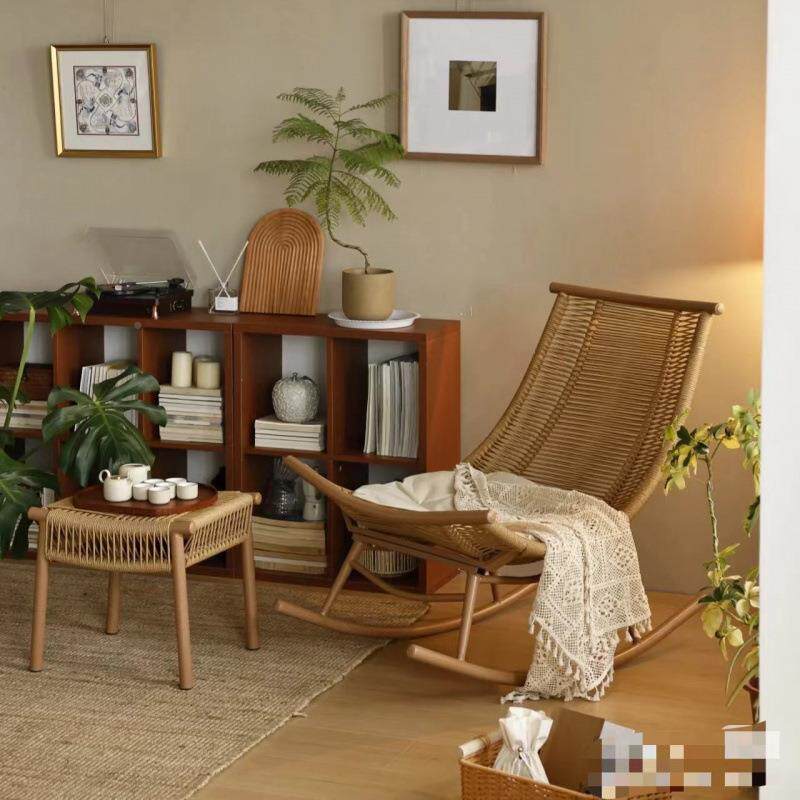 懒摇人摇椅躺椅家用阳复台厅休闲摇椅客藤椅户外庭院摇摇WCN椅古