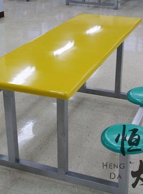 桌六凳连体食餐桌椅锈钢不餐桌椅QIF学校学生员堂工餐桌椅连体桌