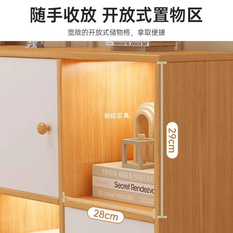 书柜一体置物架家用客厅收纳杂物柜靠墙落地卧室格子柜带门储物柜