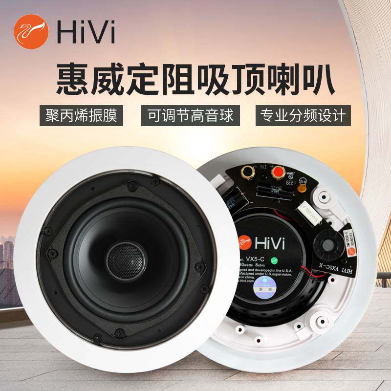 惠威VX5-C定阻同轴立体声吸顶喇叭天花音响环绕声背景音乐套餐
