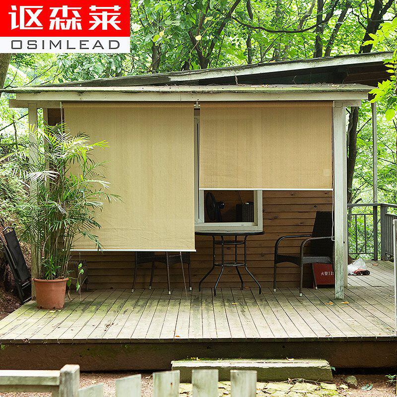室外遮阳卷帘网窗帘透光隔热防晒门帘客厅落地窗户阳台拉帘可