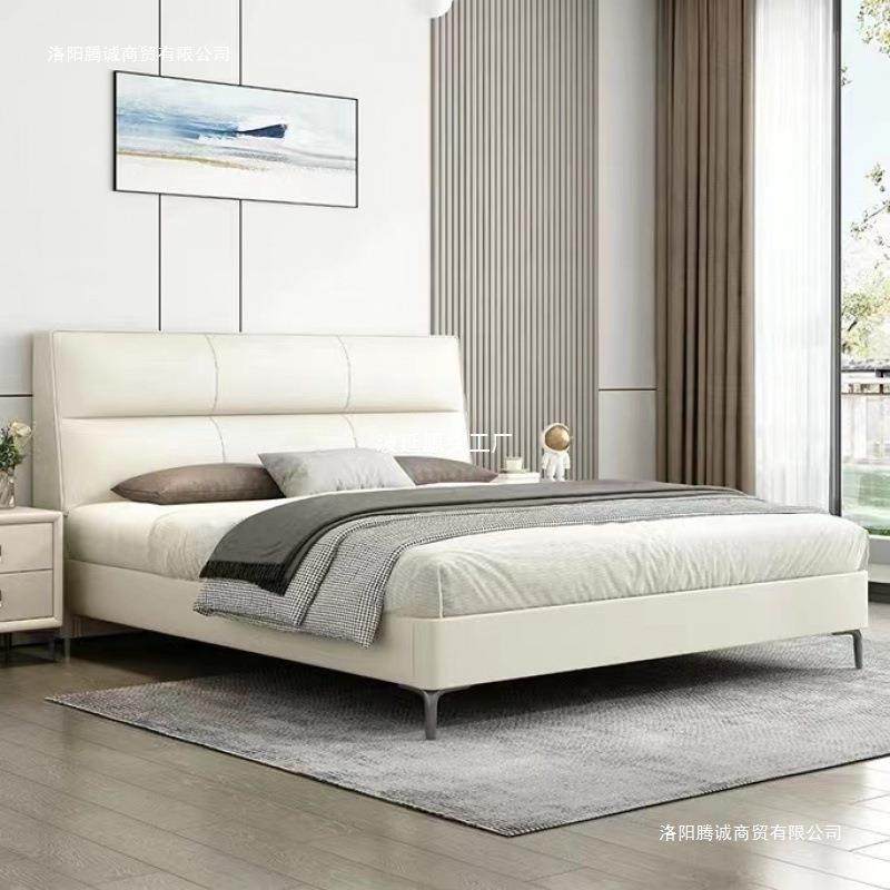 轻奢油猫布主抓卧大5床1现代主卧床双人床18HTM奶皮艺床出租房