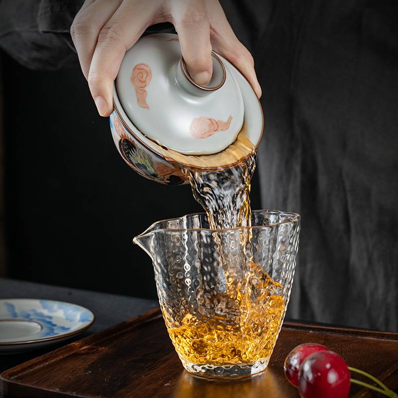 大师李斌盖碗茶碗茶具汝窑纯手工手绘泡茶碗套装陶瓷功夫三才碗