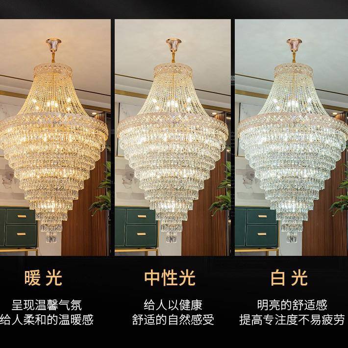 复式楼别客厅水晶墅大灯转楼中楼吊酒店轻奢水840晶中空旋楼梯长