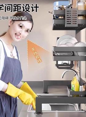 厨房水槽物架台面碗盘收纳多功能洗碗架水池上水放碗碟架F98S6689