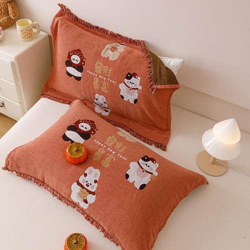 纱205新款婚对庆全棉流苏2款四层布枕巾一柔软舒适防86176086尘不