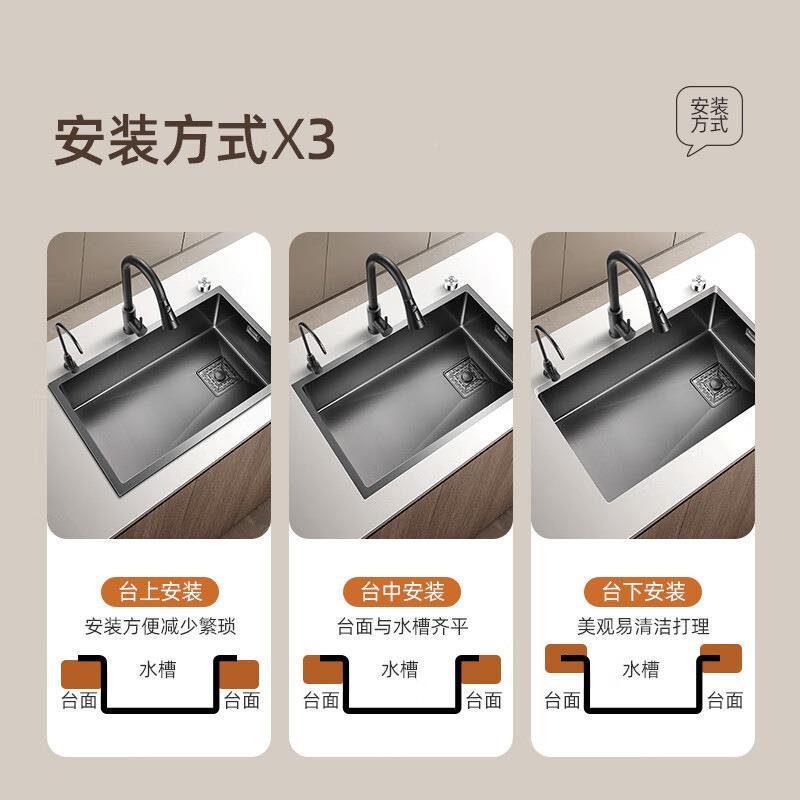 边4M加厚不锈钢M厨盆房窄边水槽窄水槽大单槽纳米左右下水洗碗槽