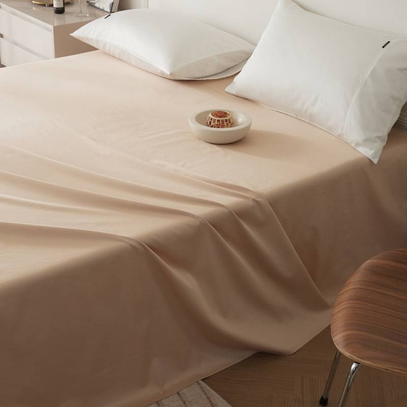 加厚纯棉床单仿100支长绒棉保暖全棉磨毛床单 简约纯色贡缎双人床