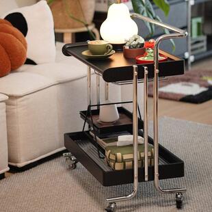 中古实茶几可移动置沙发边几358集物胡桃色复古边柜客厅小车床头