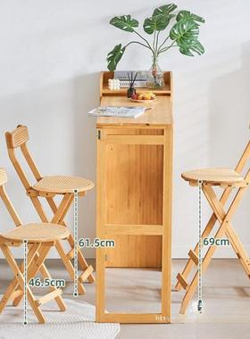 叠子餐LLR椅竹高脚高凳加凳子高脚椅吧台凳两用酒折吧高脚凳吧台