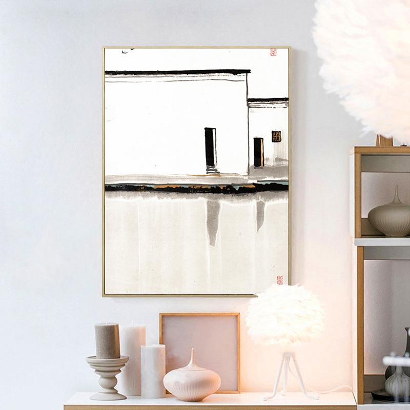 厂AXL-275家直销新客厅装饰中画徽式建筑三联画式挂画书茶房室样